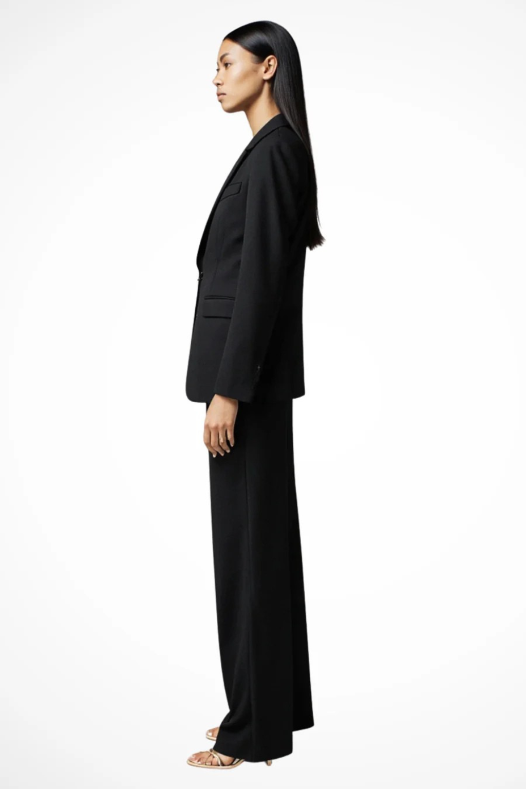Elegant Women's Blazer and Wide Leg Trousers Set - Chic Office Attire