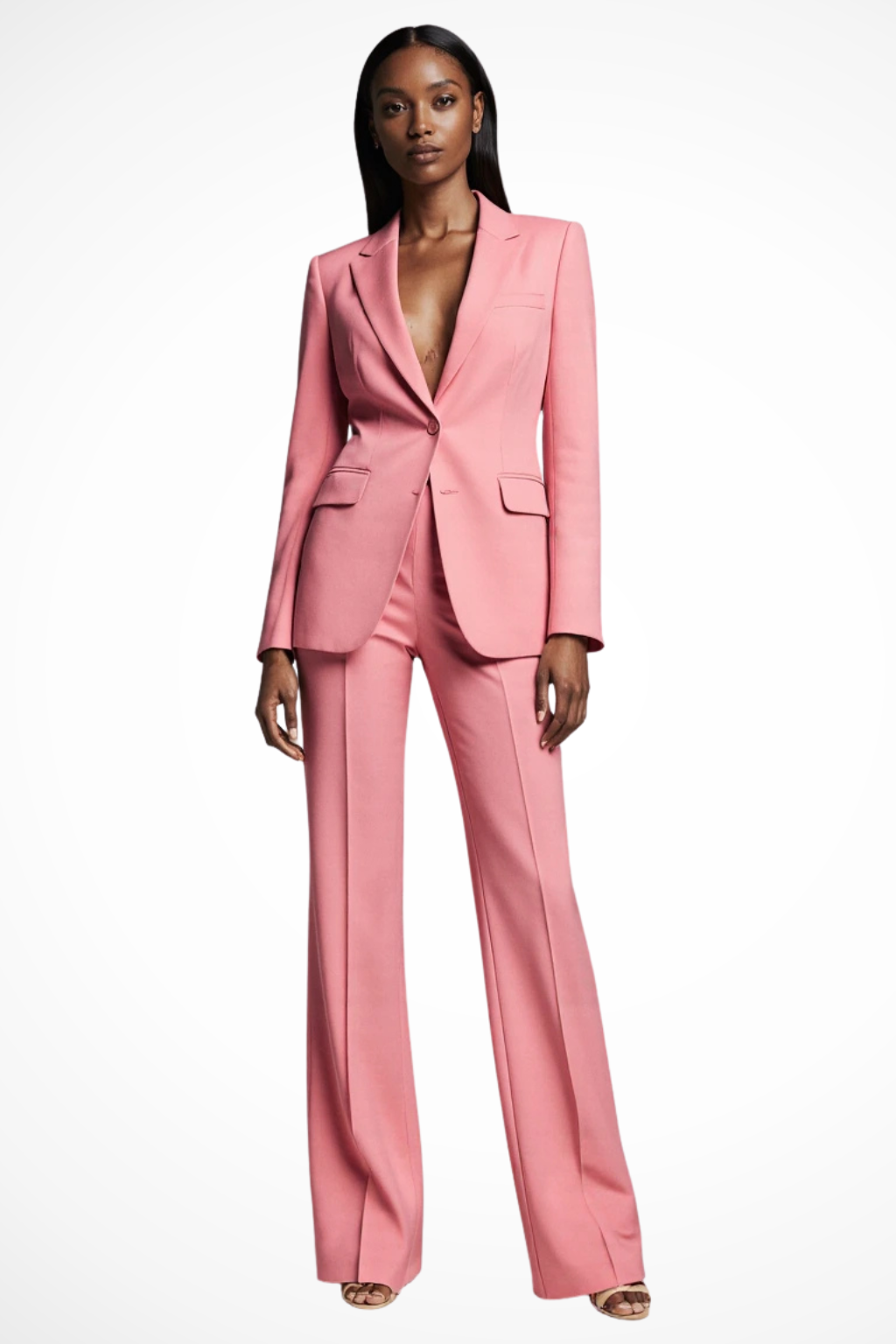 Elegant Women's Blazer and Wide Leg Trousers Set - Chic Office Attire