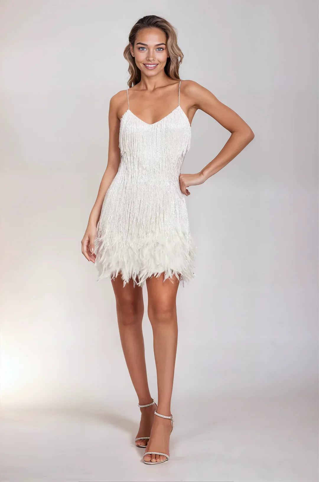 Feather Mini Dress | Lightweight Fabric | Casual Party Dress | Ideal for Events and Gatherings
