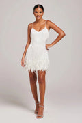 Feather Mini Dress | Lightweight Fabric | Casual Party Dress | Ideal for Events and Gatherings