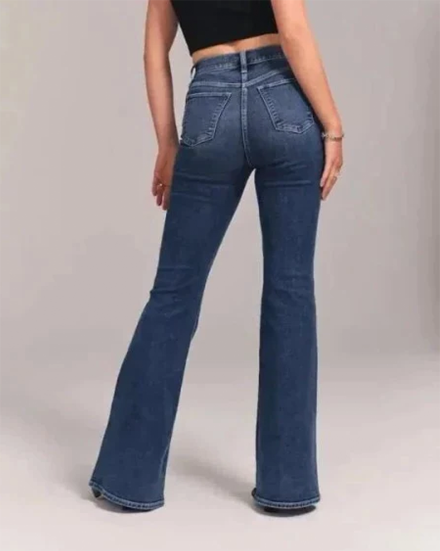High-Waisted Flared Denim Jeans for Women | Comfortable Cotton Blend | Casual Everyday Wear