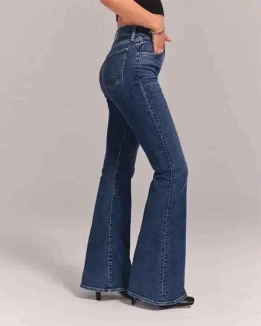 High-Waisted Flared Denim Jeans for Women | Comfortable Cotton Blend | Casual Everyday Wear