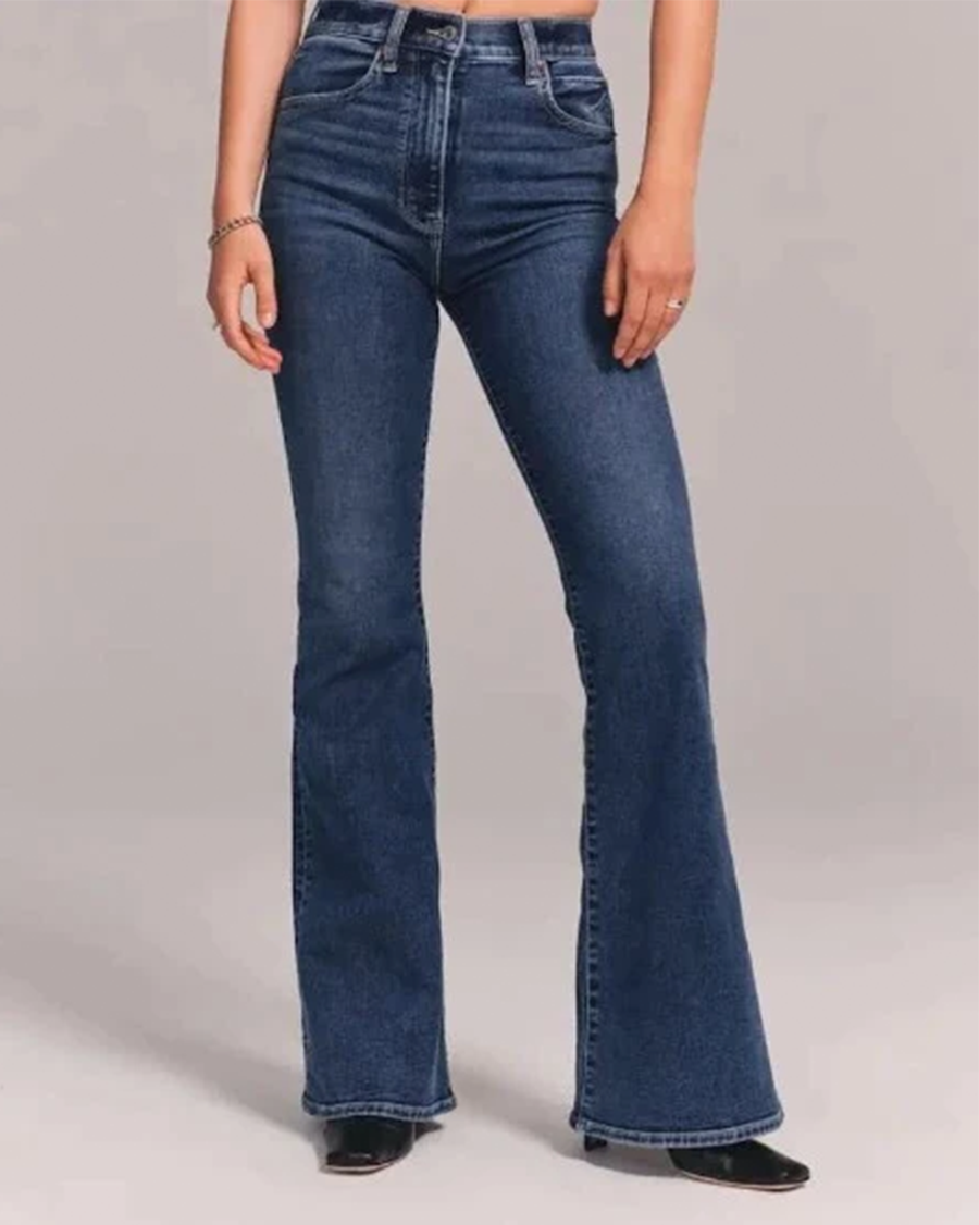 High-Waisted Flared Denim Jeans for Women | Comfortable Cotton Blend | Casual Everyday Wear