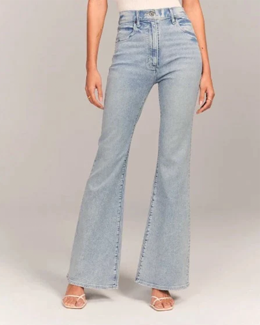 High-Waisted Flared Denim Jeans for Women | Comfortable Cotton Blend | Casual Everyday Wear