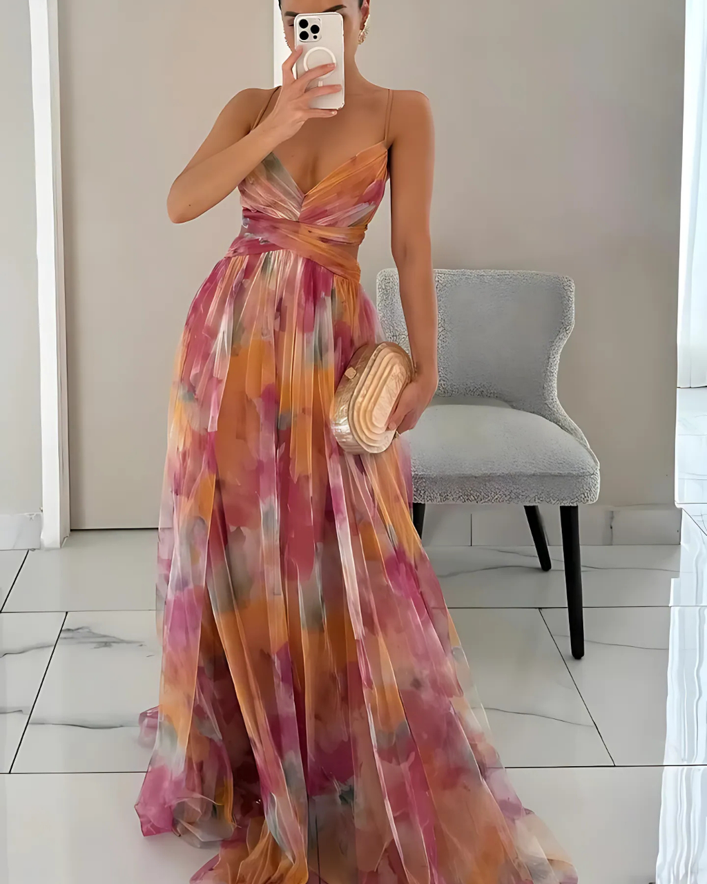 Floral Maxi Dress for Women | Spaghetti Straps | Elegant Summer Wear