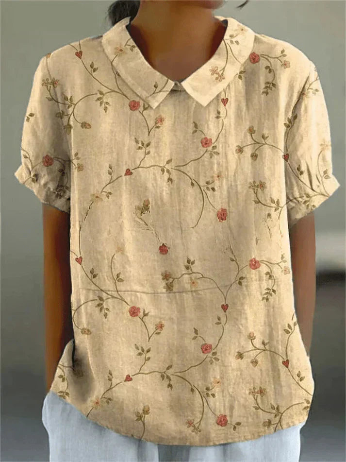 Floral Cotton Blouse | Lightweight Casual Top | Women's Classic Style Blouse for Everyday Wear