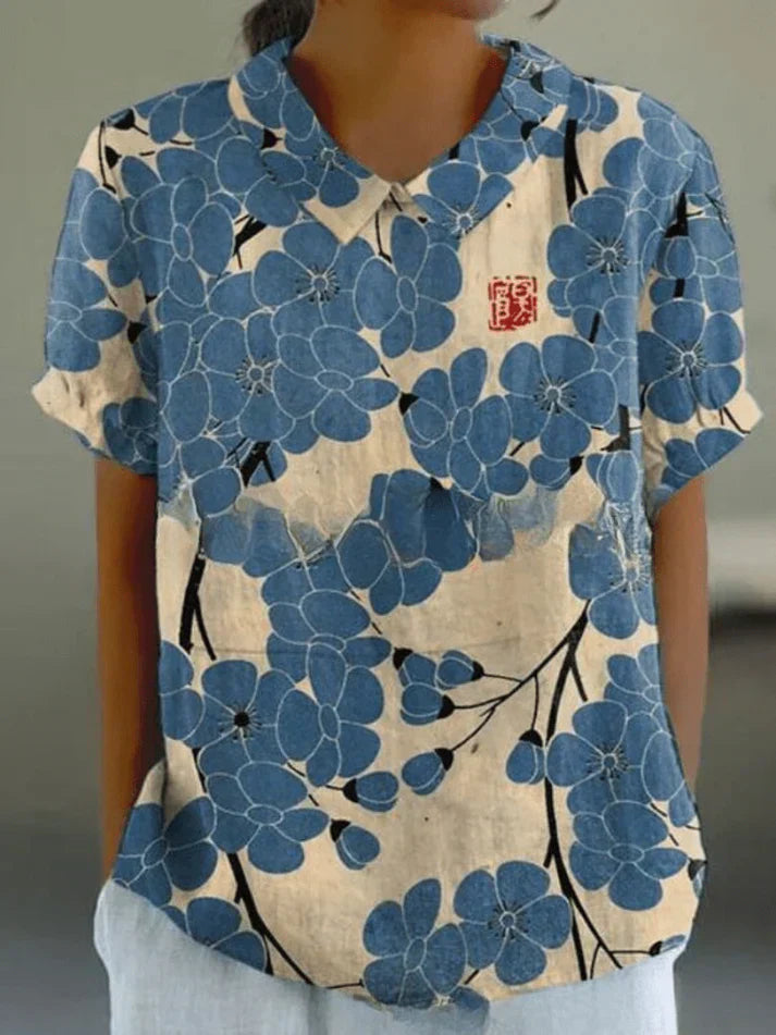 Floral Cotton Blouse | Lightweight Casual Top | Women's Classic Style Blouse for Everyday Wear