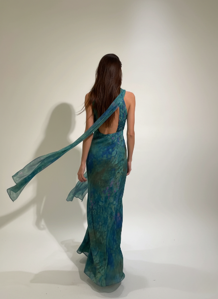 Floral Print Maxi Dress in Soft Fabric - Monet-Inspired Design for Summer Parties and Special Occasions