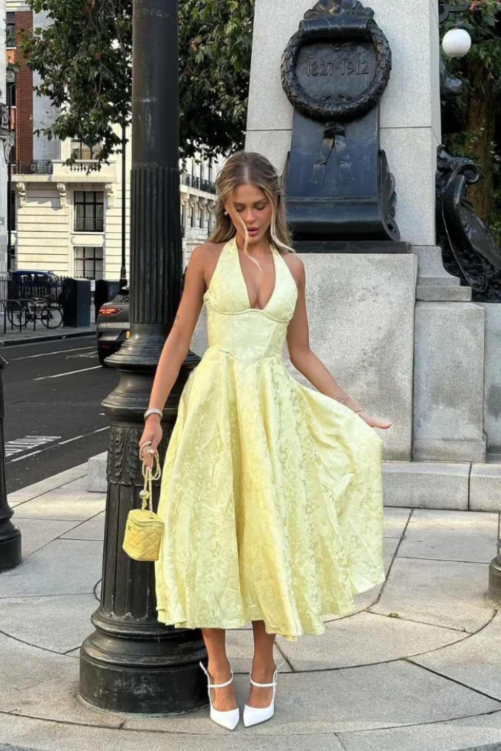 Halter Neck Backless Midi Dress | Summer Wedding Guest Outfit | Women's Corset Style