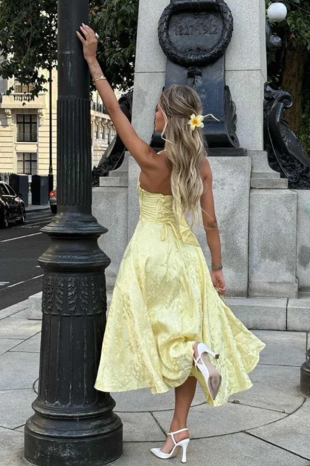 Halter Neck Backless Midi Dress | Summer Wedding Guest Outfit | Women's Corset Style