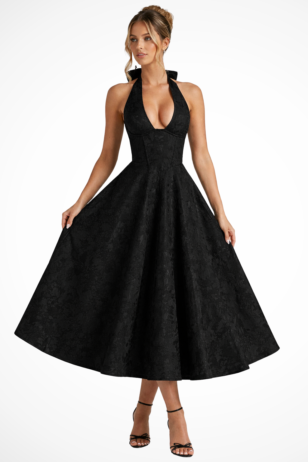 Halter Neck Backless Midi Dress | Summer Wedding Guest Outfit | Women's Corset Style