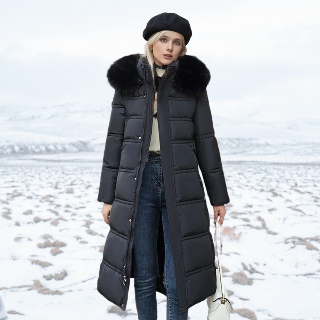 High-Collar Insulated Puffer Coat for Women | Warm Stylish Winter Outerwear for Cold Weather