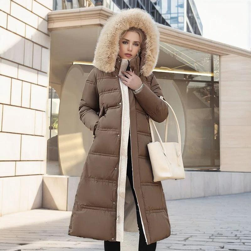 High-Collar Insulated Puffer Coat for Women | Warm Stylish Winter Outerwear for Cold Weather