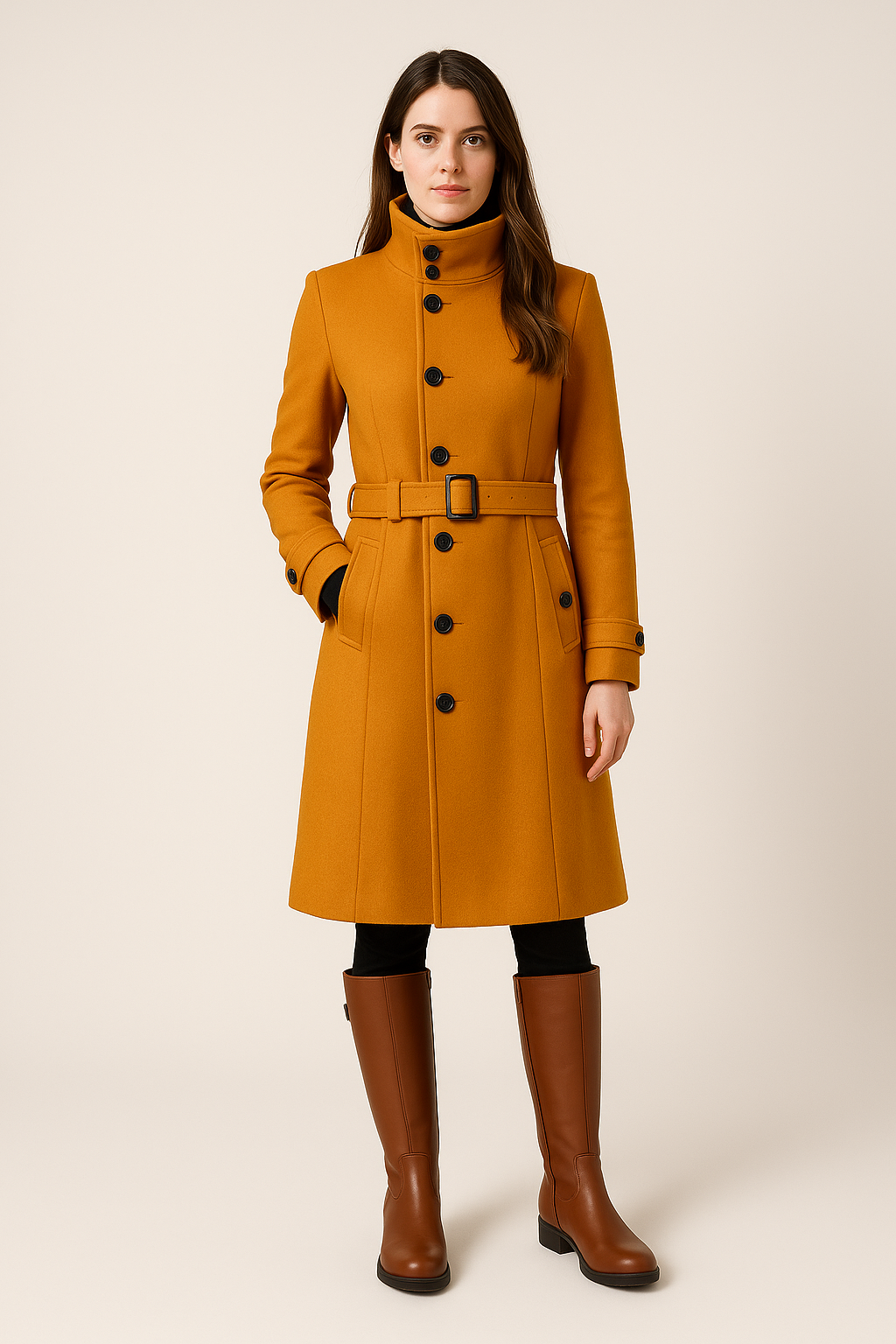 High-Neck Women's Winter Coat - Warm Insulated Outerwear for Cold Weather