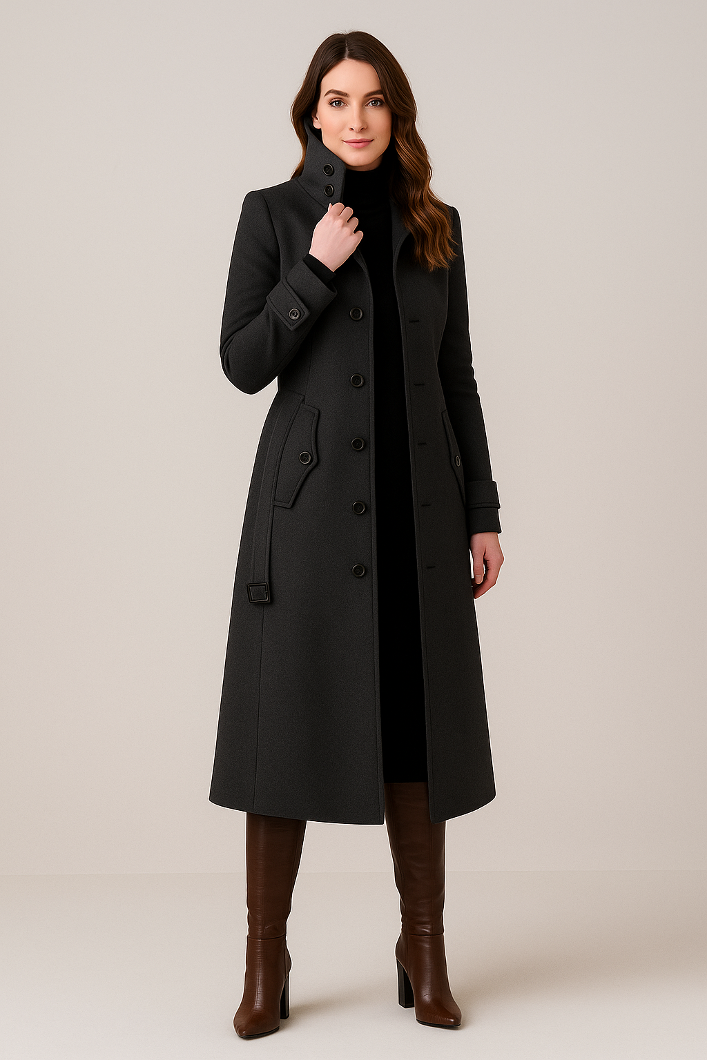 High-Neck Women's Winter Coat - Warm Insulated Outerwear for Cold Weather