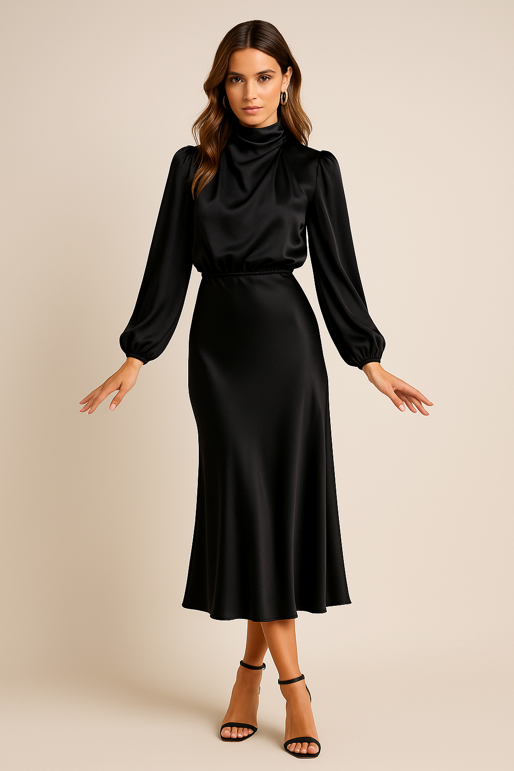 High Waist Midi Dress - Elegant Design - Casual or Formal Wear - Multiple Colors and Sizes Available