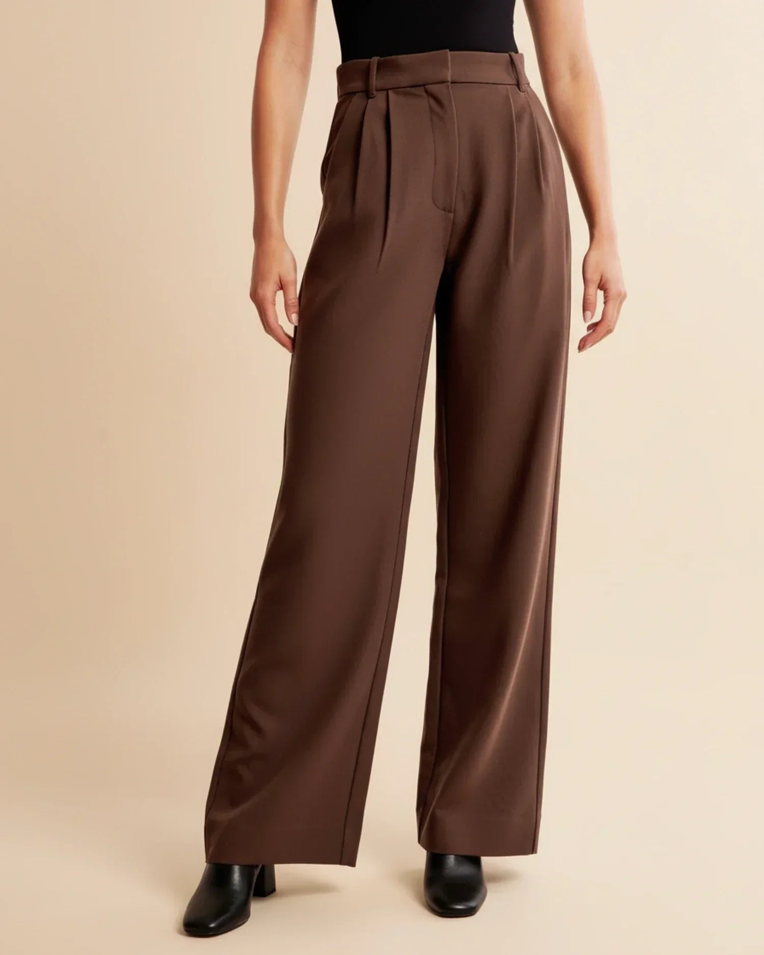High Waist Pleated Trousers | Tailored Fit | Women's Formal Office Pants | Versatile for Casual and Professional Wear