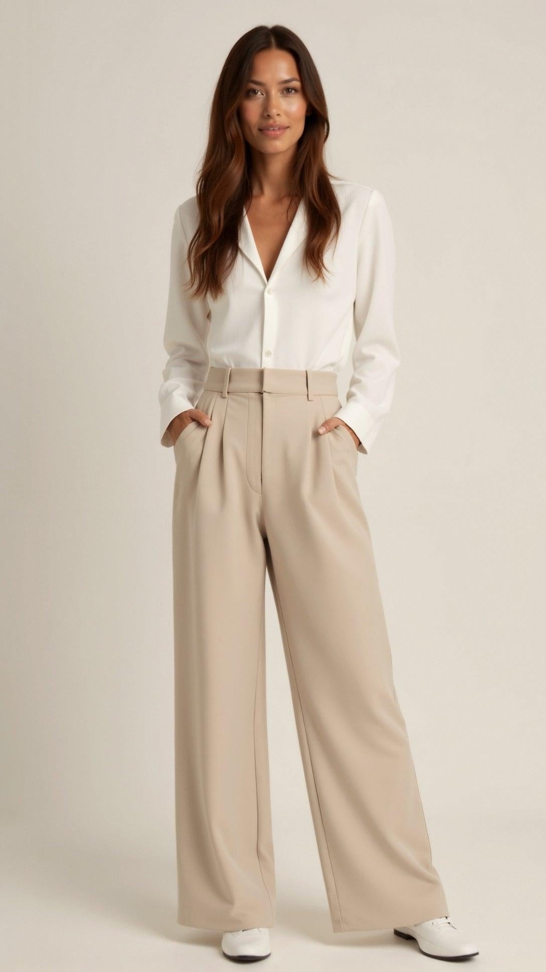 High Waisted Wide Leg Trousers | Soft Fabric | Casual & Office Style | Women's Versatile Fit Pants