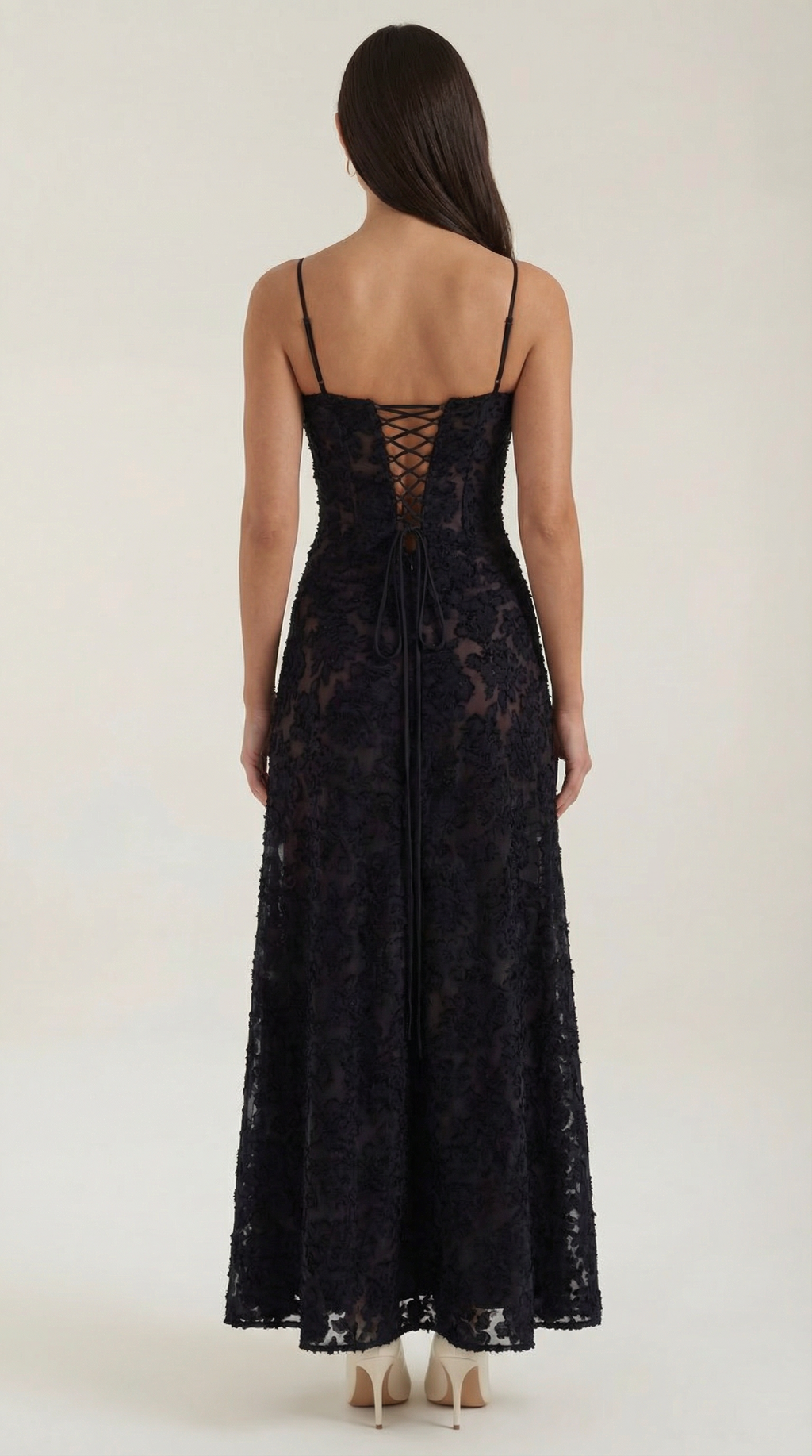 Lace Maxi Dress for Women - Elegant Floral Design - Perfect for Formal Events and Special Occasions