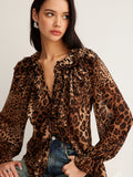 Leopard Print Lightweight Ruffle Neck Blouse for Women | Casual Summer Top | Versatile Everyday Wear