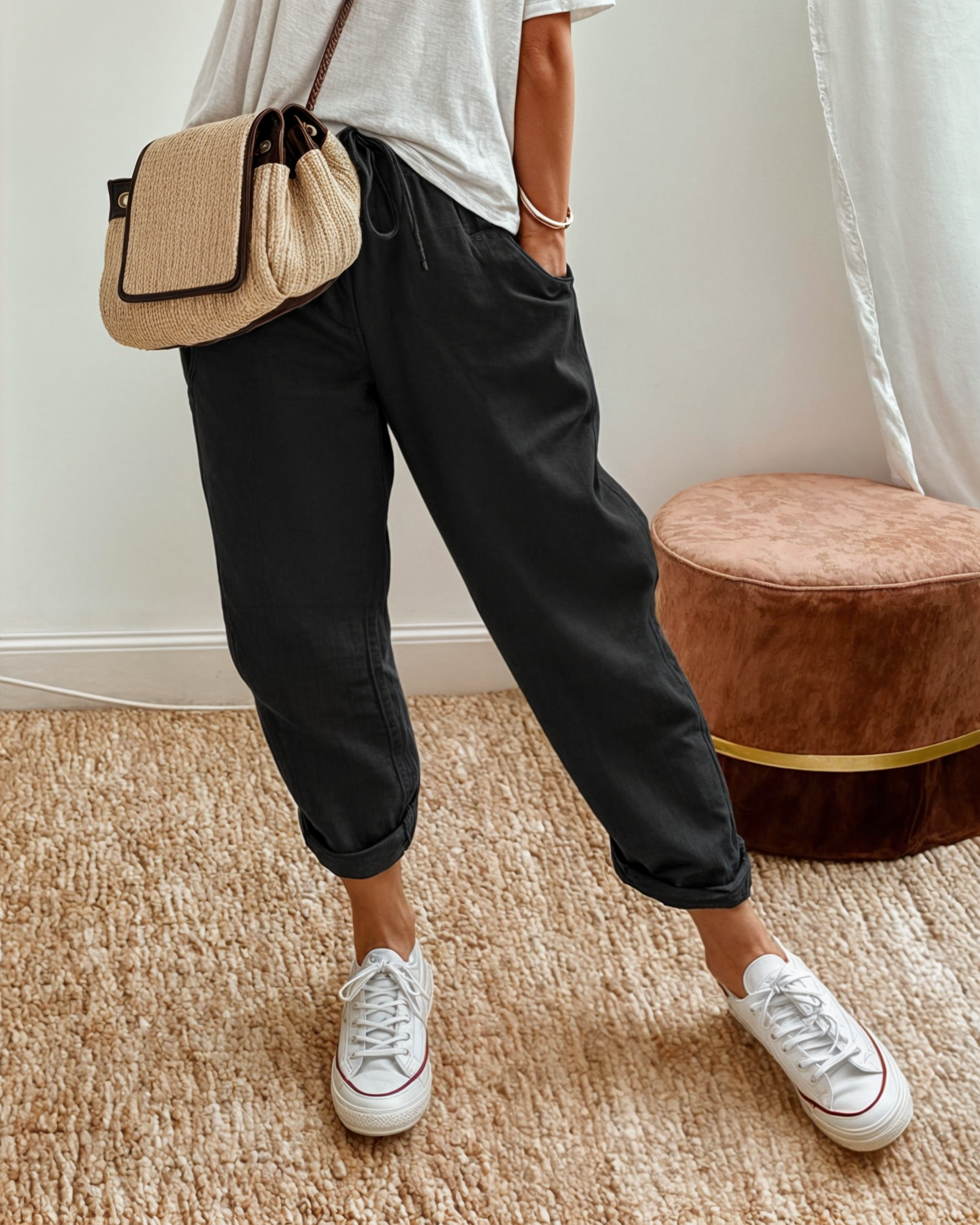 Linen Wide-Leg Trousers for Women | Lightweight & Breathable | Casual or Dressy Pants for Versatile Styling