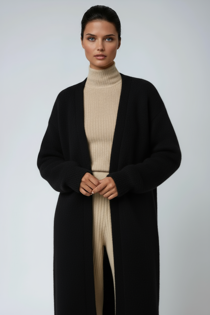 Long Open Wool Cardigan for Women | Soft Knit Sweater for Layering