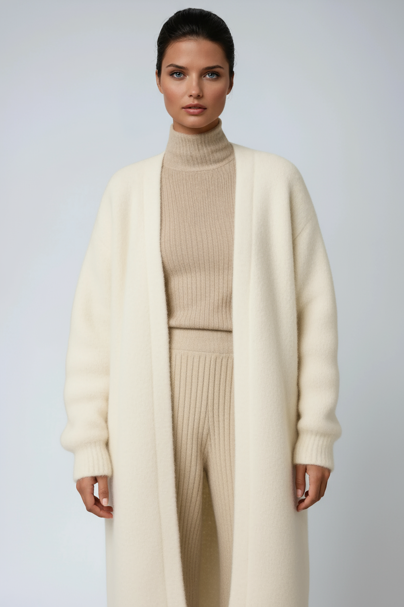 Long Open Wool Cardigan for Women | Soft Knit Sweater for Layering
