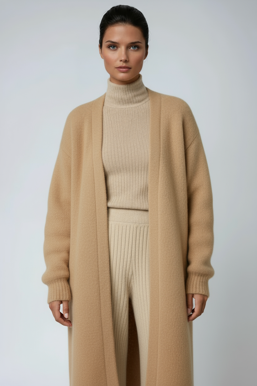 Long Open Wool Cardigan for Women | Soft Knit Sweater for Layering