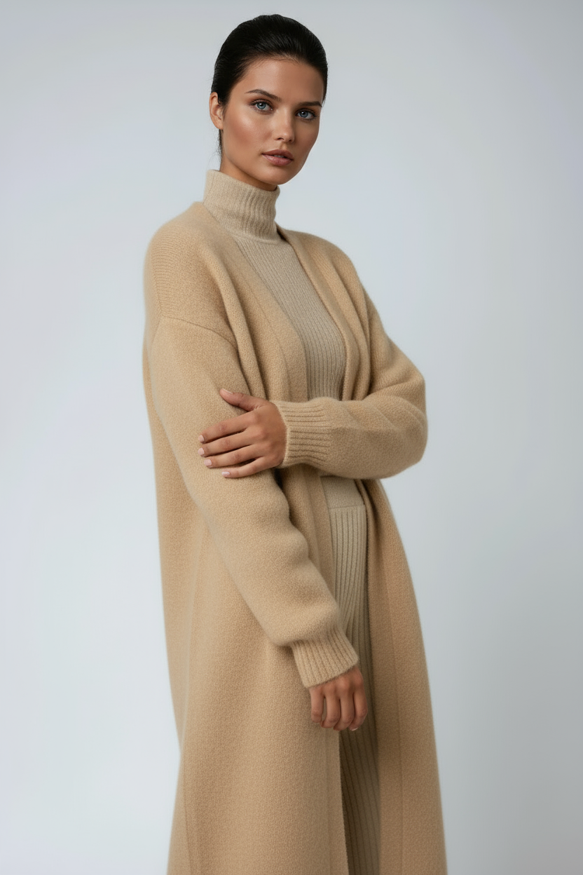 Long Open Wool Cardigan for Women | Soft Knit Sweater for Layering