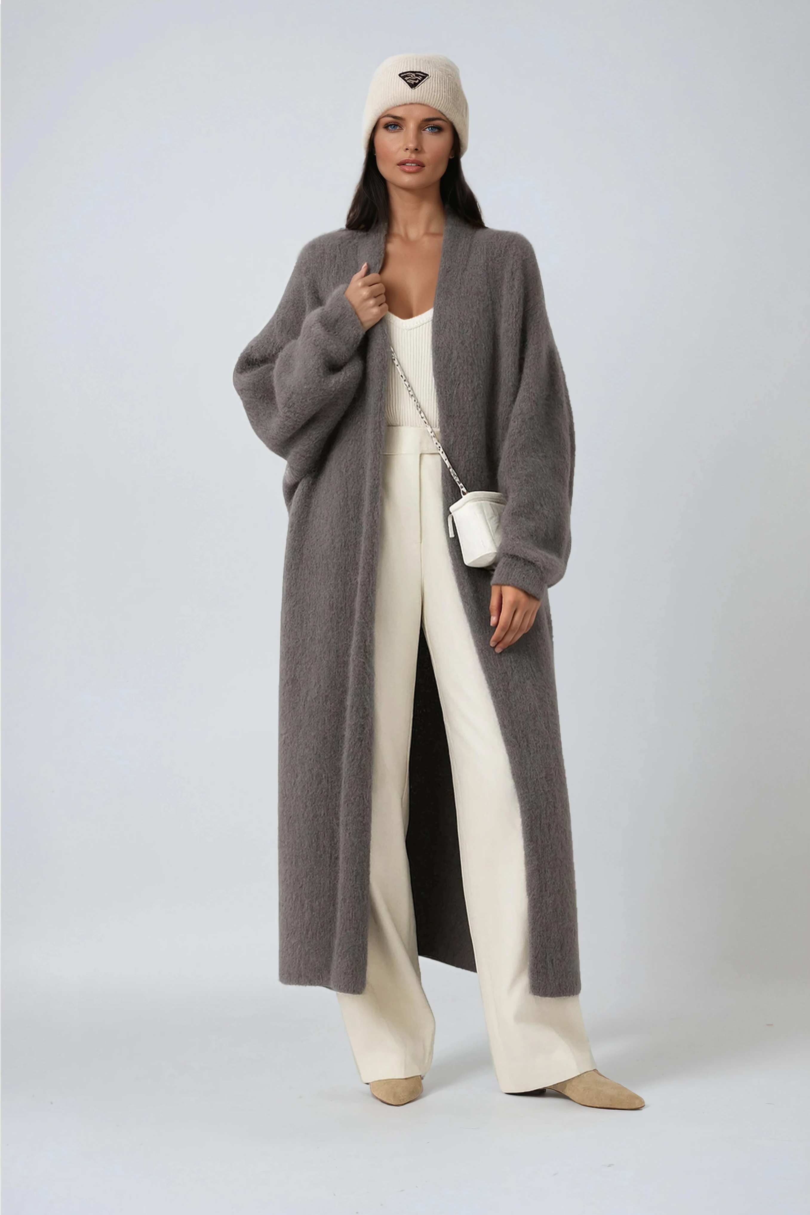 Long Open Wool Cardigan for Women | Soft Knit Sweater for Layering