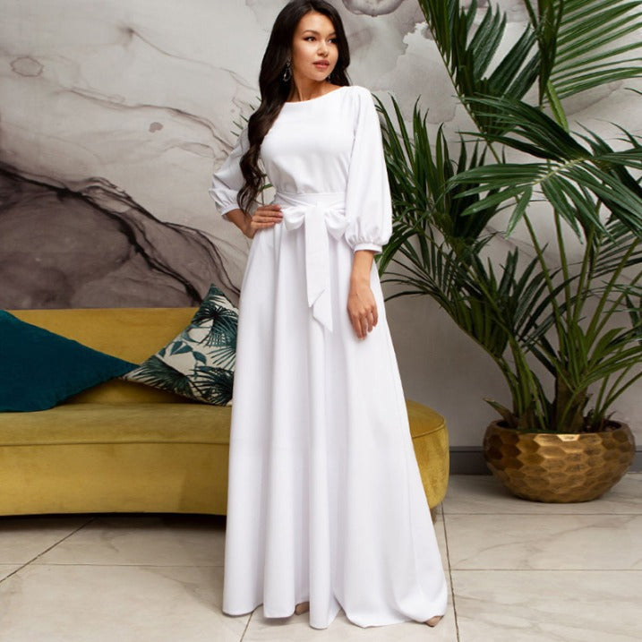 Long Sleeve Chiffon Midi Dress | Elegant Wedding Guest Outfit | Ideal for Formal Events and Celebrations