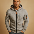 Men's Cotton Blend Adjustable Hooded Zip Hoodie - Casual Jacket for Everyday Wear