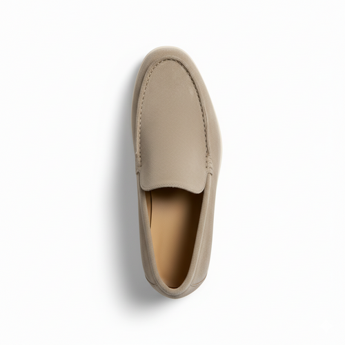 Beige Suede Loafers for Men - Casual Slip-On Shoes for Everyday Wear