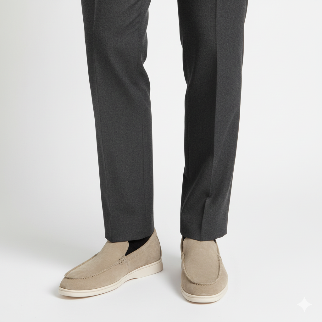 Beige Suede Loafers for Men - Casual Slip-On Shoes for Everyday Wear