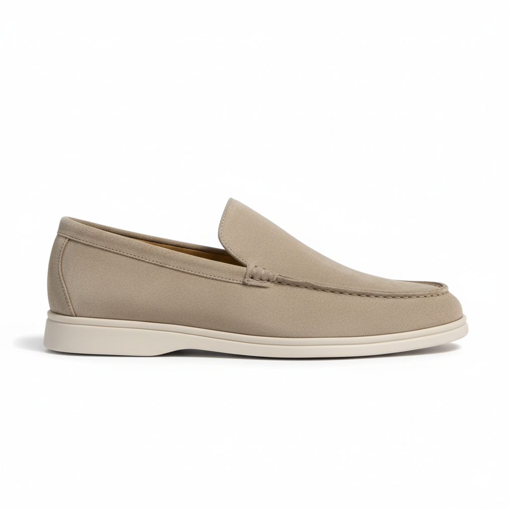 Beige Suede Loafers for Men - Casual Slip-On Shoes for Everyday Wear