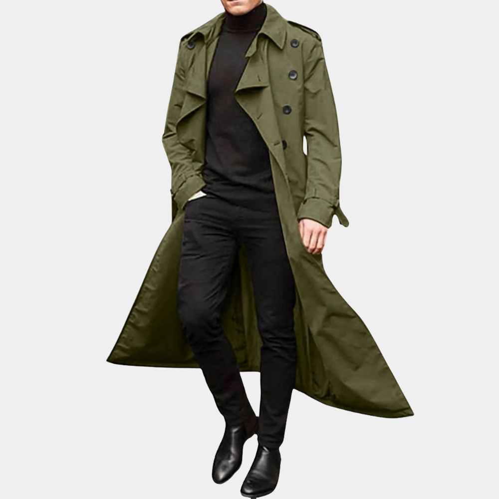 Men's Belted Trench Coat - Elegant Design, Versatile Outerwear for Casual and Formal Wear, All-Season Style