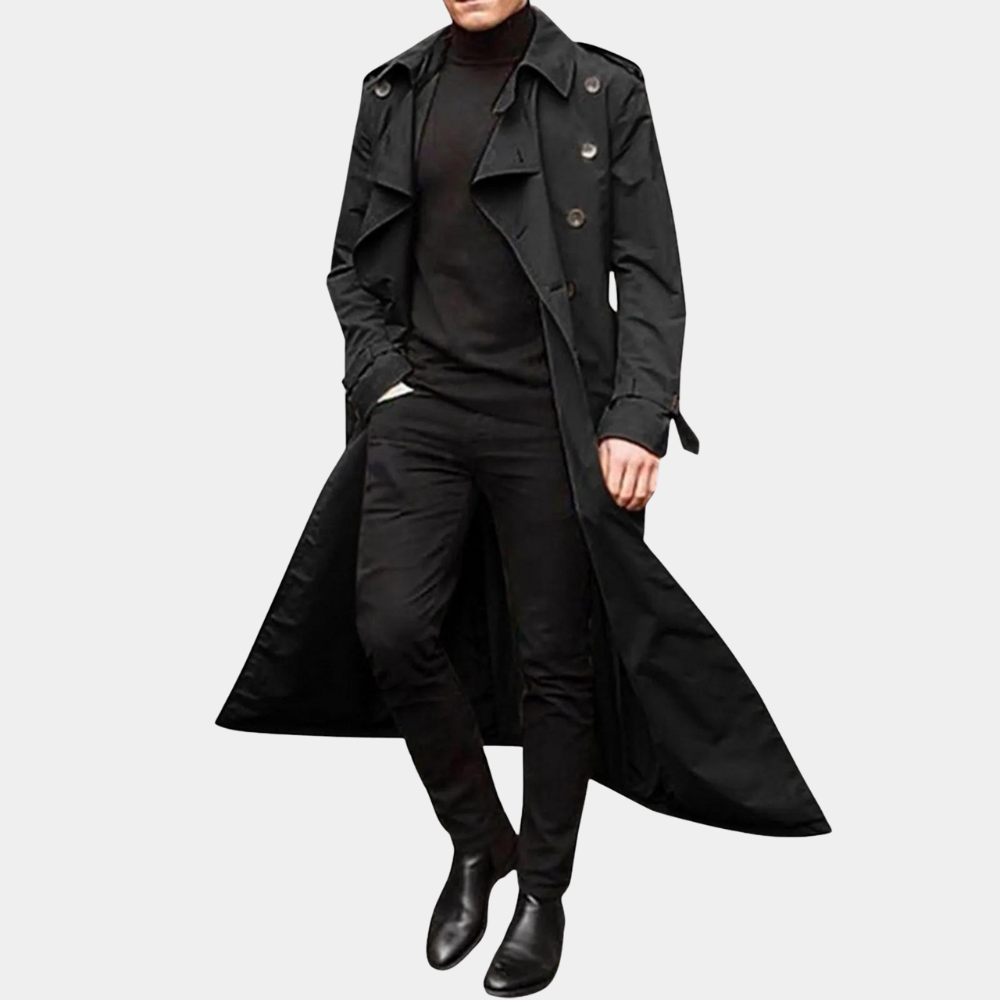 Men's Belted Trench Coat - Elegant Design, Versatile Outerwear for Casual and Formal Wear, All-Season Style