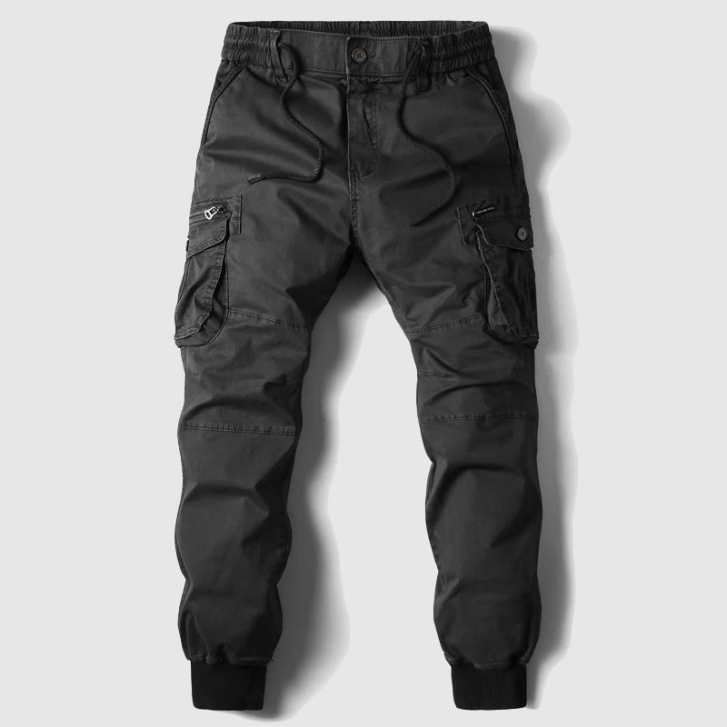 Men's Black Cargo Jogger Pants | Cotton Blend Fabric | Casual Street Style | Comfortable Everyday Wear