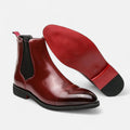 Men's Black Leather Chelsea Boots with Red Sole for Casual and Formal Wear