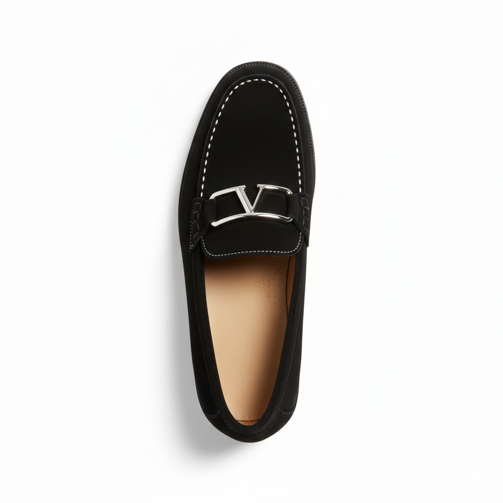 Men's Black Suede Loafers - Casual Slip-On Footwear for Everyday Use