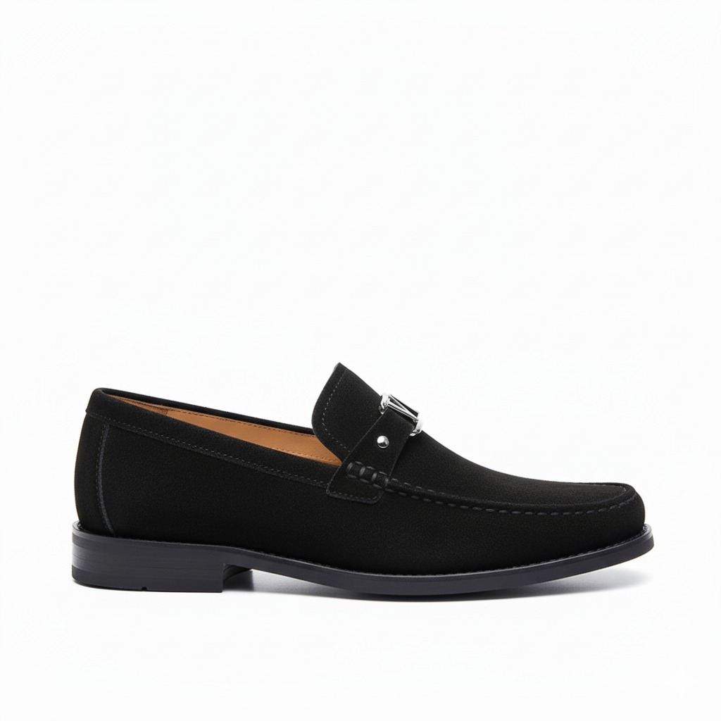 Men's Black Suede Loafers - Casual Slip-On Footwear for Everyday Use