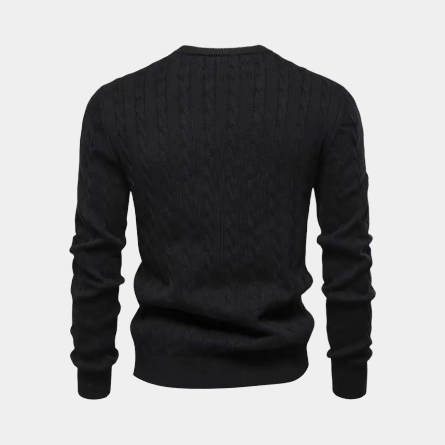 Cable-Knit Cotton Sweater for Men - Classic Crew Neck Jumper for Casual Wear and Layering