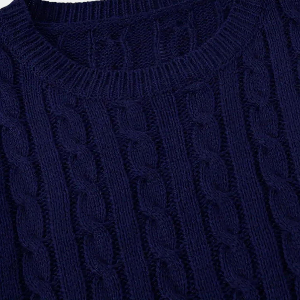 Cable-Knit Cotton Sweater for Men - Classic Crew Neck Jumper for Casual Wear and Layering
