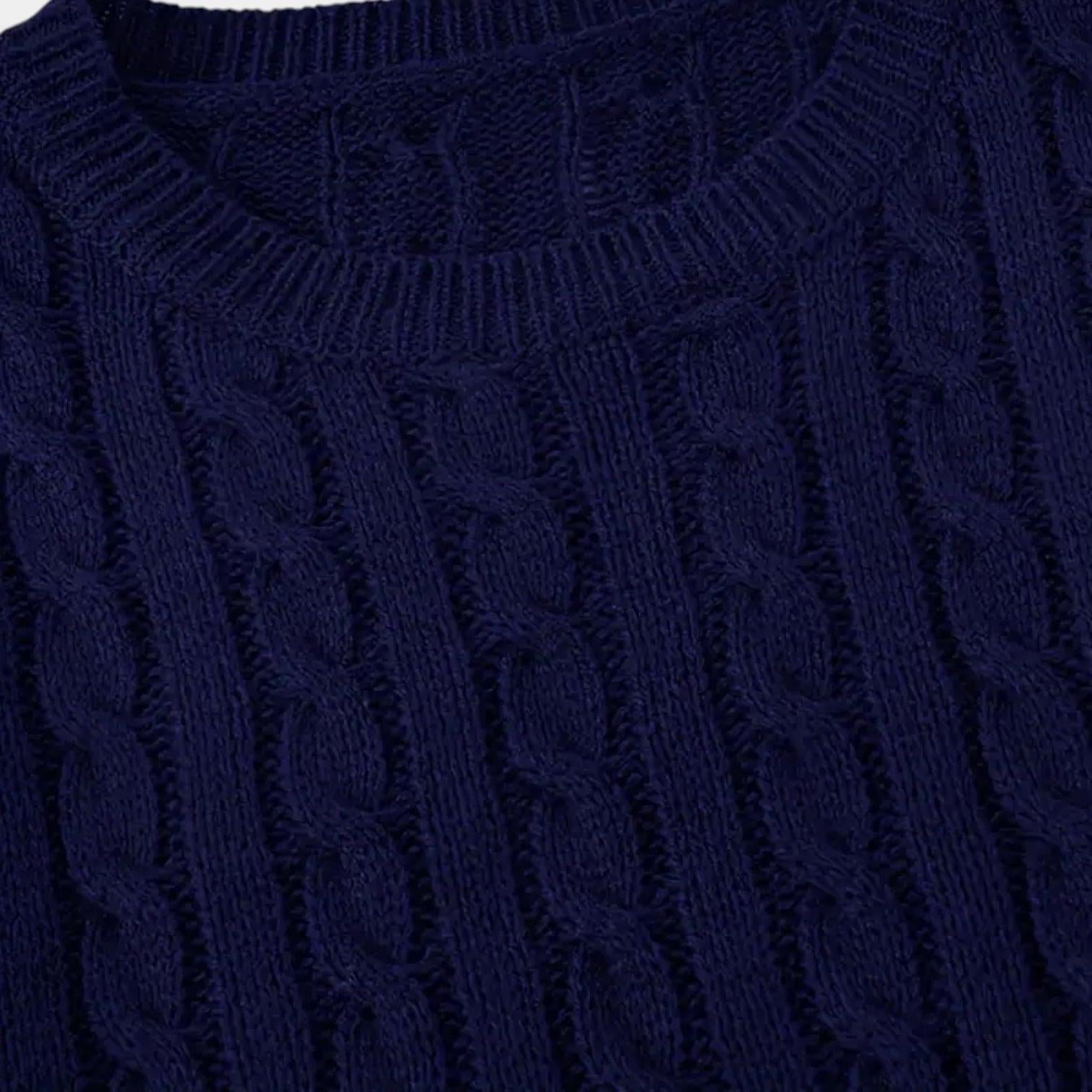 Cable-Knit Cotton Sweater for Men - Classic Crew Neck Jumper for Casual Wear and Layering