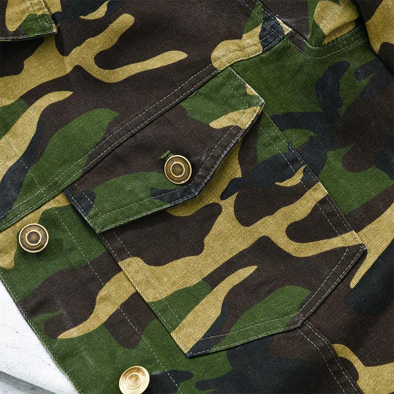 Men's Camouflage Canvas Lapel Jacket | Retro Style for Casual Wear