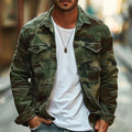 Men's Camouflage Canvas Lapel Jacket | Retro Style for Casual Wear