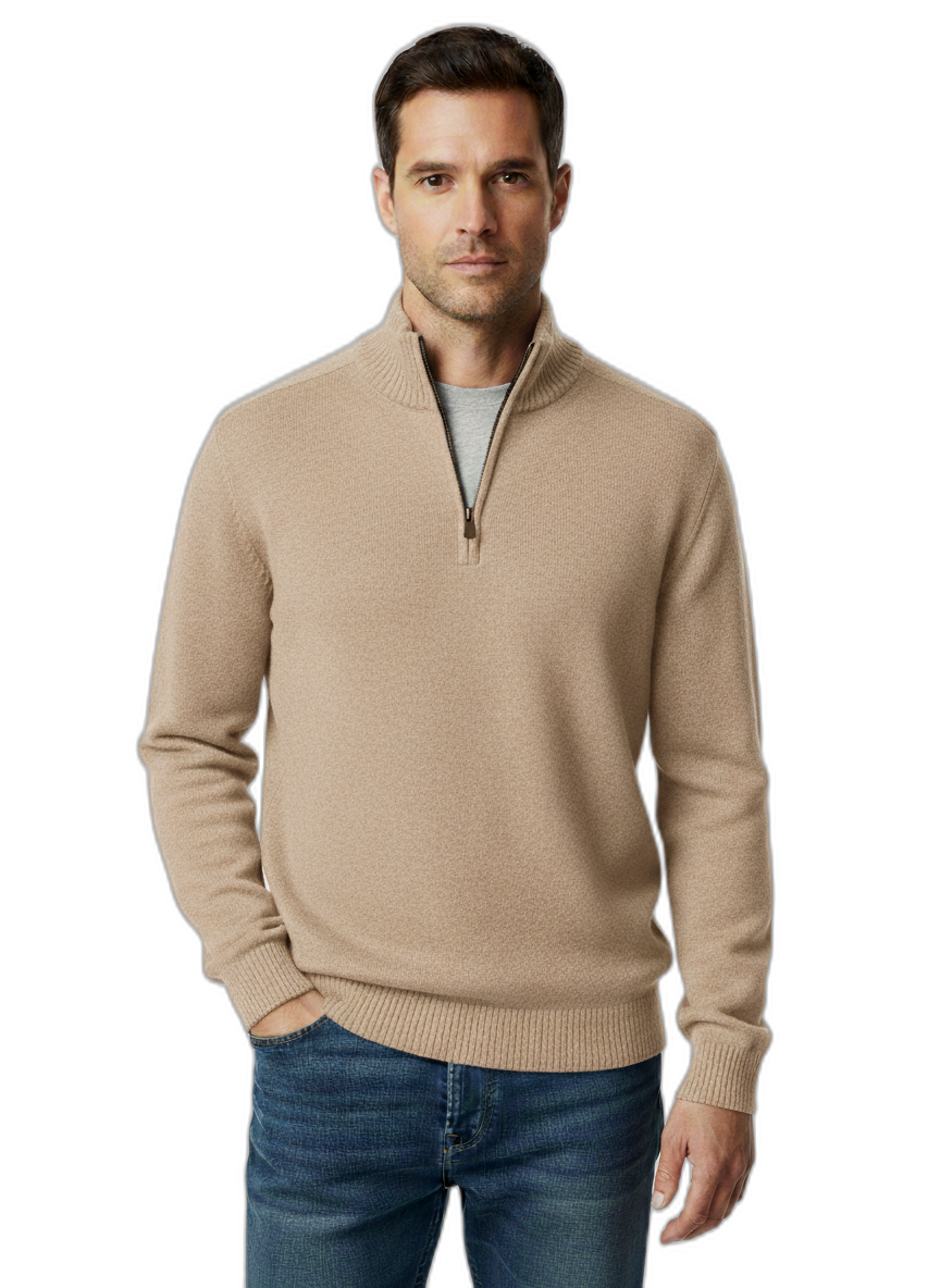 Men's Cashmere Zipper Sweater - Soft Knitwear for Casual and Formal Occasions - Versatile and Stylish Design