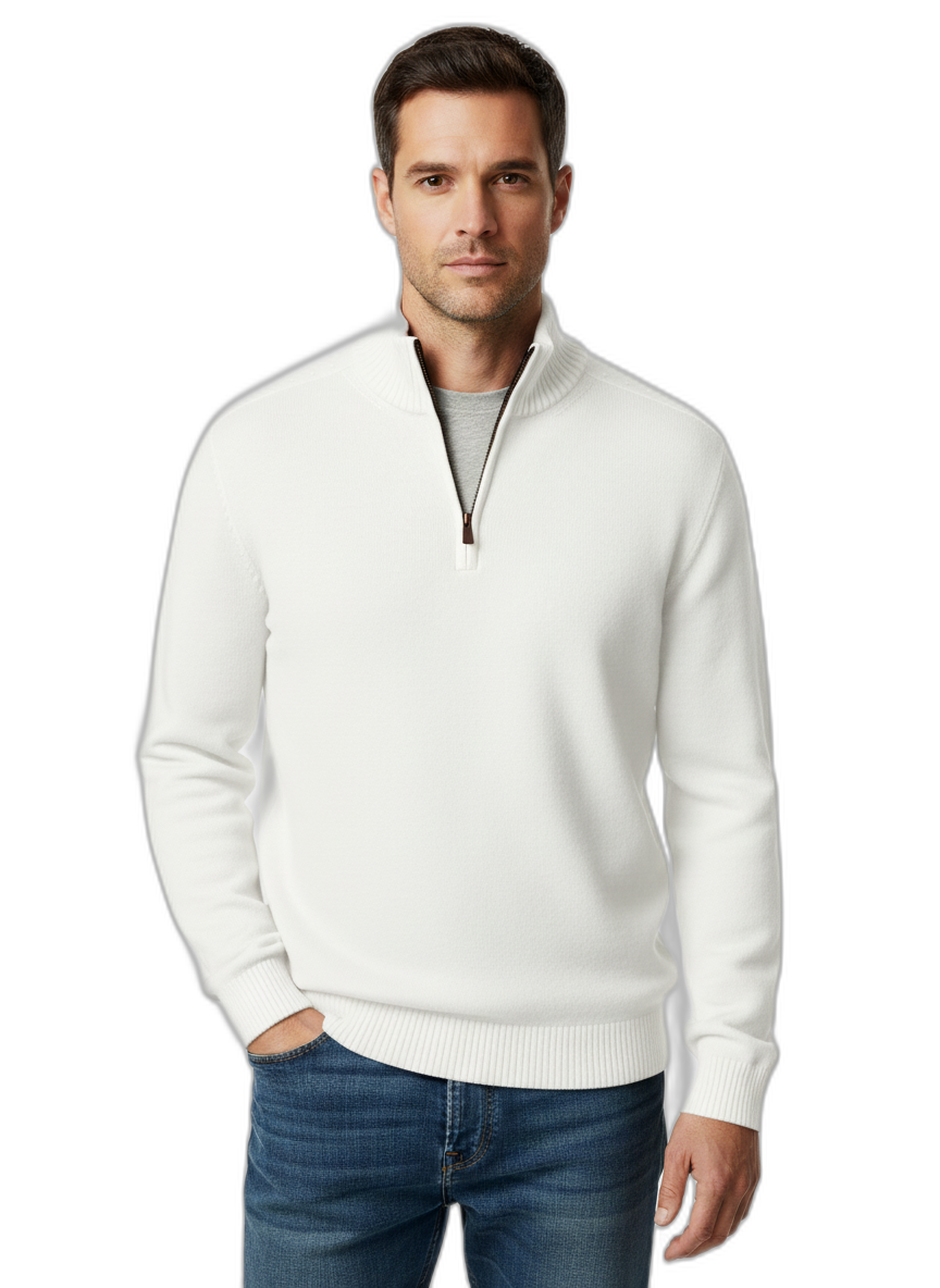 Men's Cashmere Zipper Sweater - Soft Knitwear for Casual and Formal Occasions - Versatile and Stylish Design