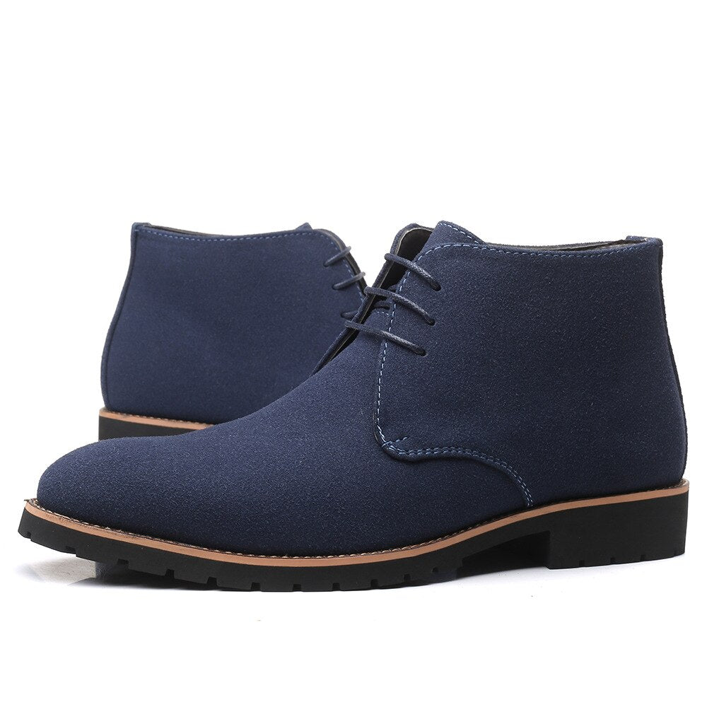 Men's Leather Casual Ankle Boots - Stylish Design for Everyday Wear - Comfortable and Durable Footwear