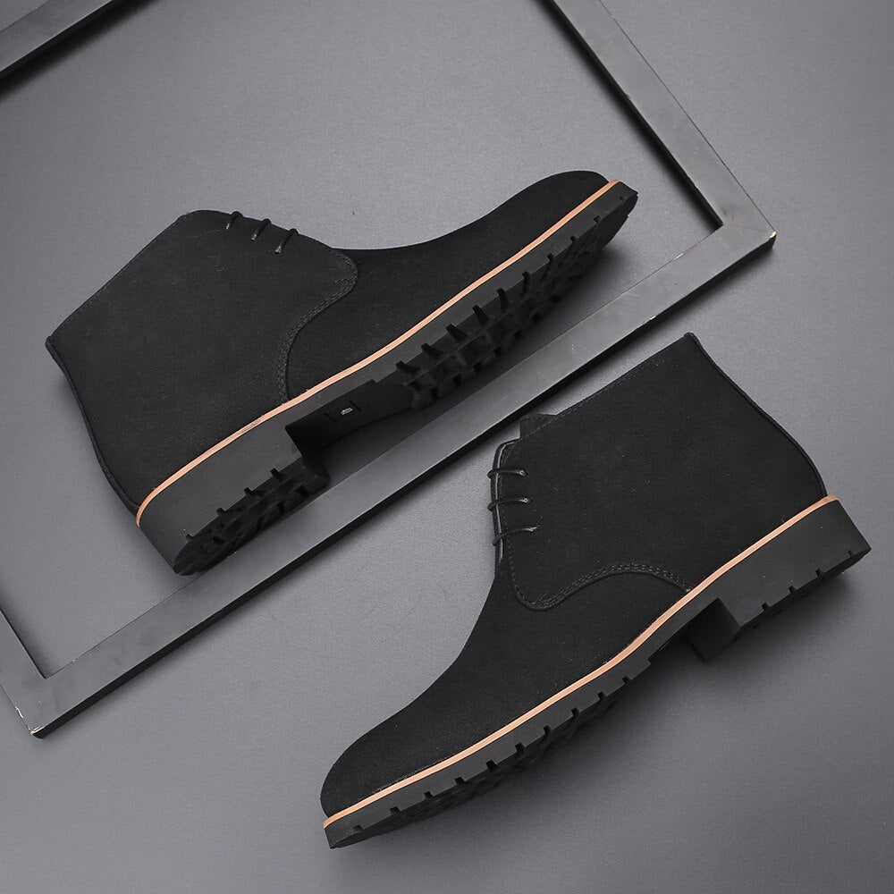 Men's Leather Casual Ankle Boots - Stylish Design for Everyday Wear - Comfortable and Durable Footwear